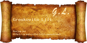 Greskovits Lili névjegykártya